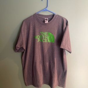 The North Face Mens Standard Fit T-shirt Gray with Green Logo Size Large